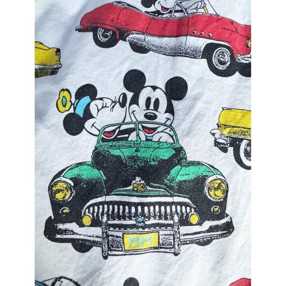 VTG 80s Men's Sz M Disney Mickey & Minnie Mouse Driving in Cars Button Up Shirt - Picture 6 of 9